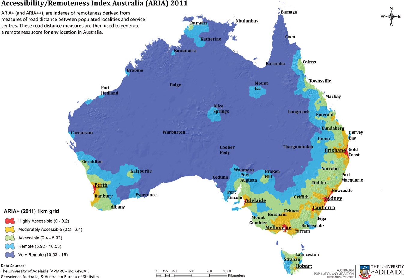 Source 5.10 Accessibility and Remoteness Index Australia (ARIA) map