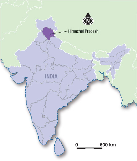 Source 8.23 The location of Himachel Pradesh in India