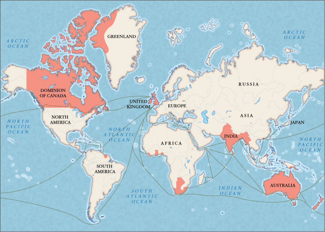 Source 10.9 The extent of the British Empire, 1886