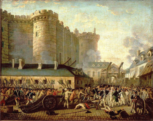 Source 10.12 Painting by an unknown artist of the storming of the Bastille prison in Paris by a revolutionary crowd (1789)