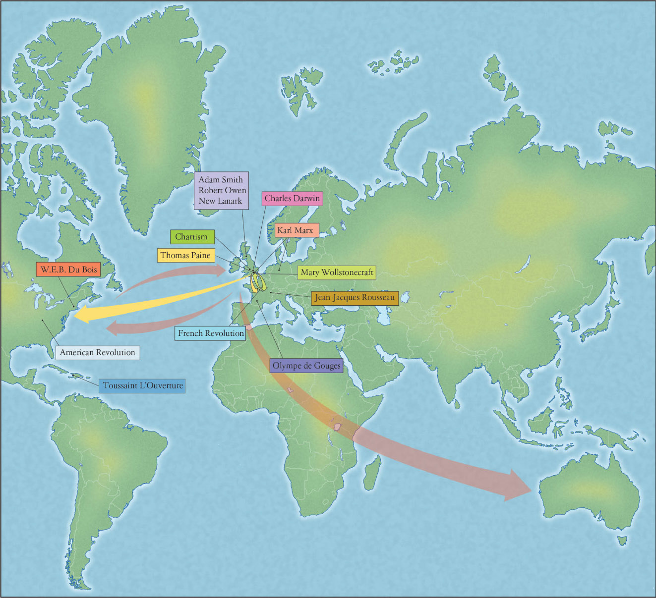 Source 13.1 Enlightenment ideas spread across Europe, the North Atlantic and beyond to colonies such as Australia.