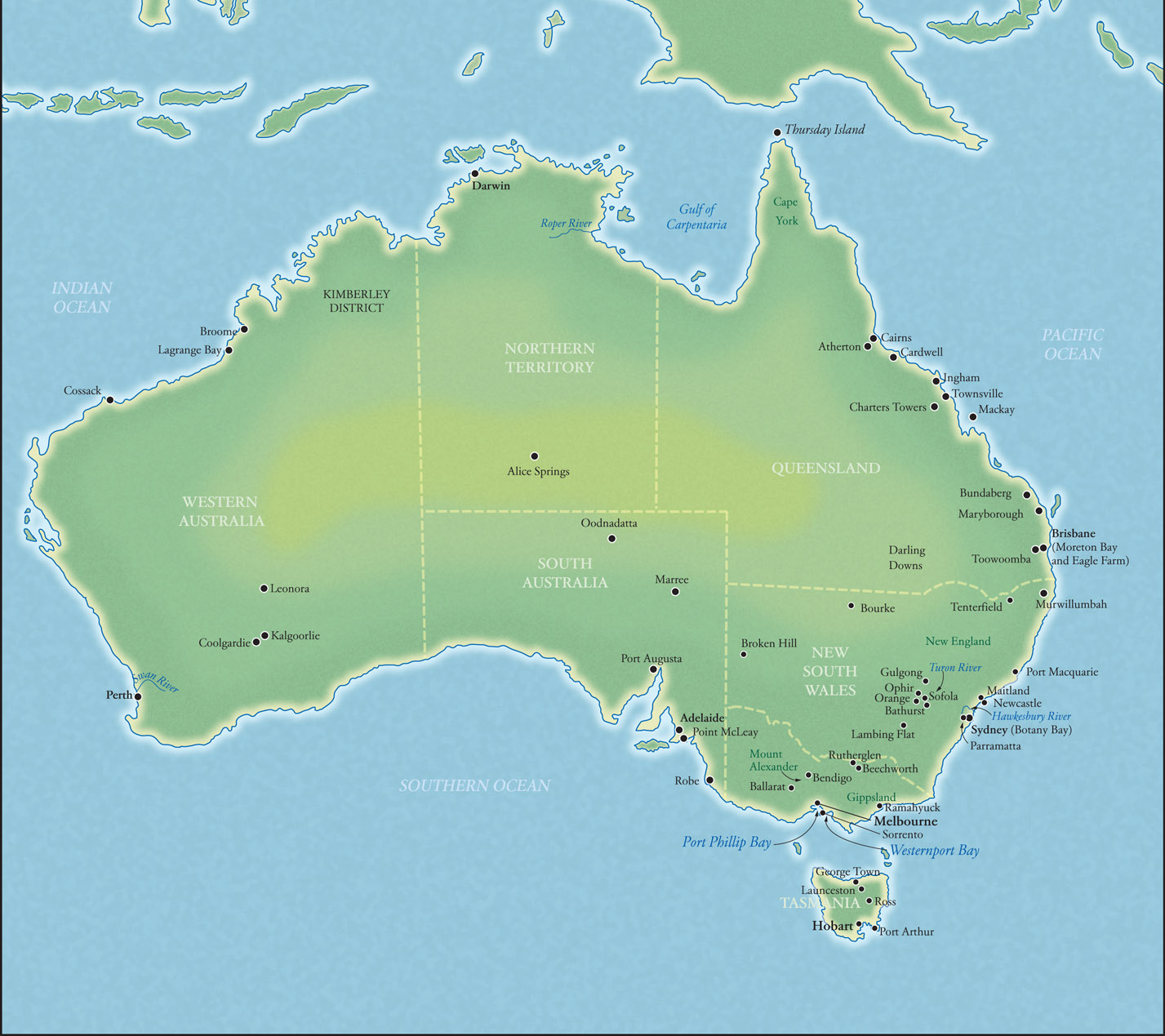 Source 14.1 The Australian cities and towns discussed in this chapter