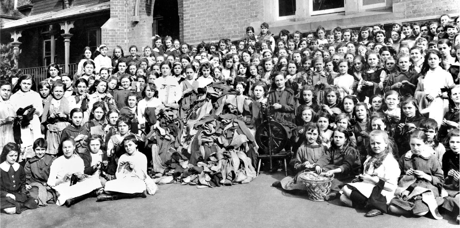 Source 16.11 Australian schoolgirls knit socks for soldiers at the Western Front [AWM/H11581].