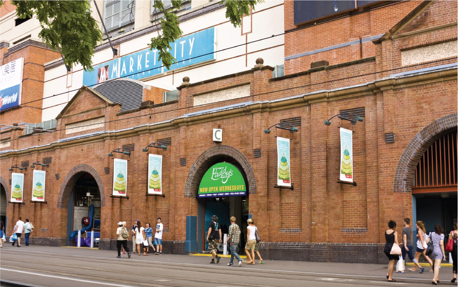 Numerous stalls at Paddy’s Market in Sydney have to compete for buyers.